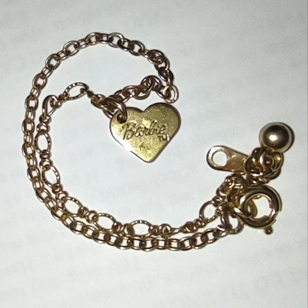 AVON Girls' Barbie Gold Heart Charm Bracelet Vintage